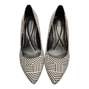 Relativity Re-Viva 2 Pump Heels Womens Size 7M Black White Printed Pointed Toe